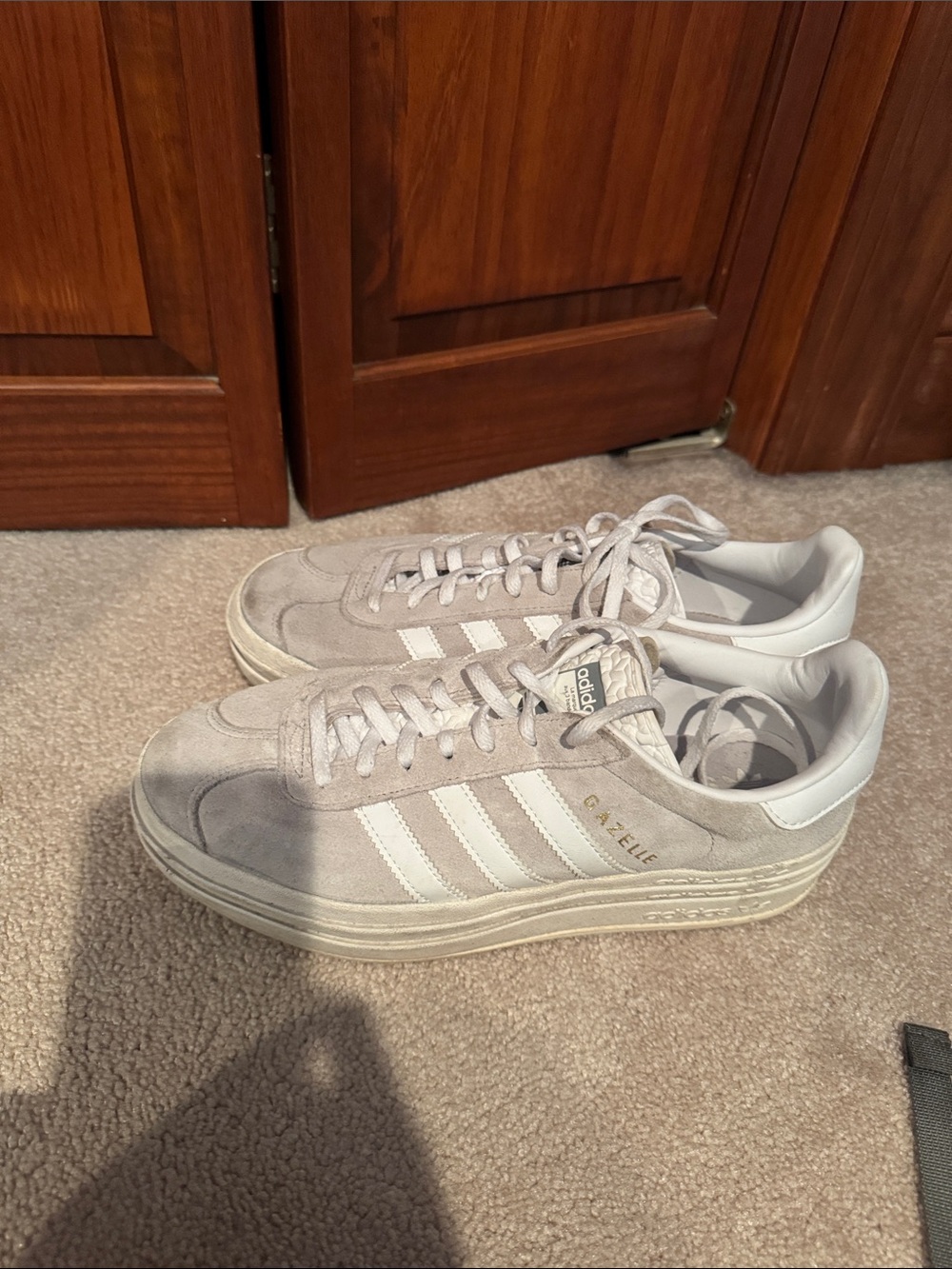 adidas Gazelle Suede Sneakers in Light Gray & White
